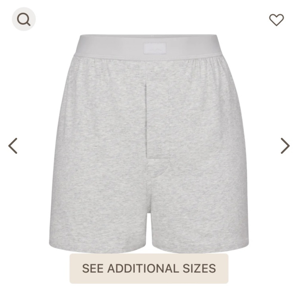 SKIMS BOYFRIEND LOOSE BOXER SHORT- SMALL- LIGHT HEATHER GREY